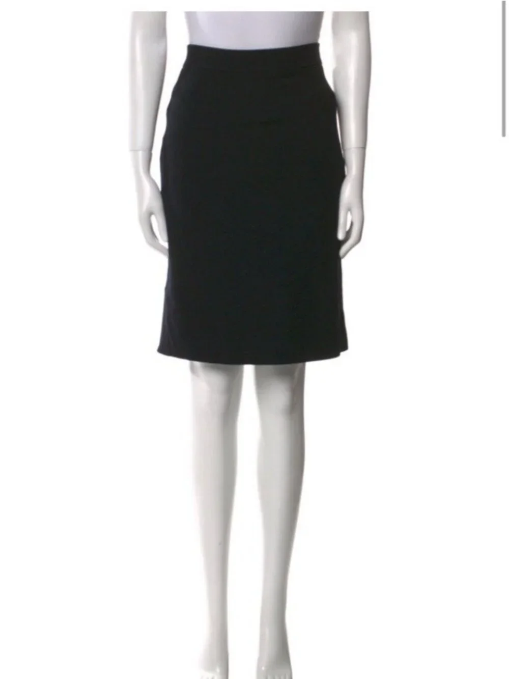 Givenchy Black Virgin Wool Knee Length Skirt Womens M US8 Pencil Designer - Picture 1 of 9